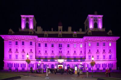 Schloss Esterházy in rosa Licht getaucht